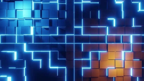 Metallic Cubes With Blue Light Background Vj Loop 4K