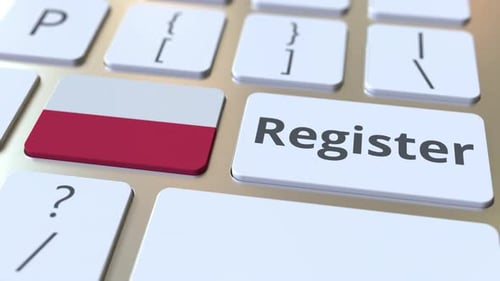 Register Text and Flag of Poland on the Keyboard