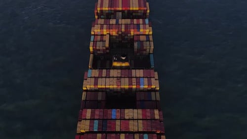 Container ship carrying container for import and export, business logistic and transportation.