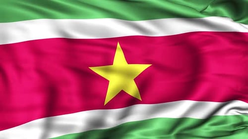 Realistic Waving Flag of Suriname Loop