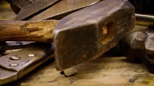Heavy Duty Vintage Tools on Wooden Surface