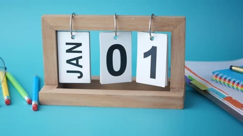 Desk Calendar Displaying January 1st, New Year