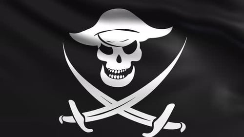 Jolly Roger Pirate Flag Waving Seamless Loop