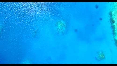 Aerial top view travel of luxury island beach trip by blue green ocean with white sandy background o