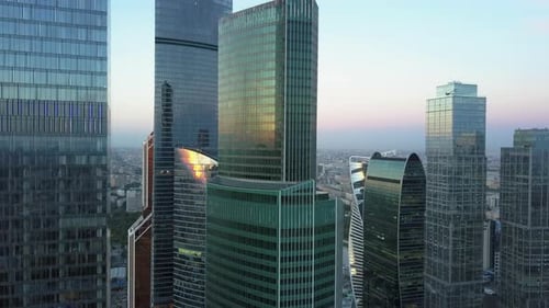 Modern Office Skyscrapers in City Business Centre, Aerial