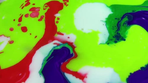 Swirling Red, White, Blue, and Green Abstract Paint