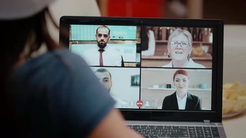 Close Up of Woman Using Video Call for Business Meeting