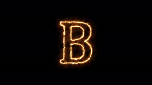 Burning Fiery Letter B Text Animation
