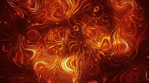 Fluid Glowing Fiery Lines Abstract Background