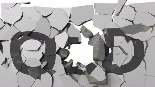 Breaking Concrete Wall with Painted OLD Word