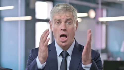 Man Yelling in Office Close Up