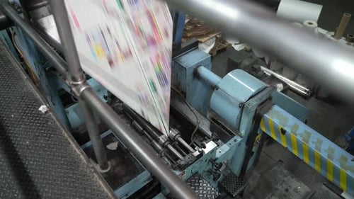 Printing Press Machine in Operation