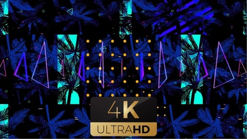 Abstract Neon Glitch Palm Tree Pattern Background Animation