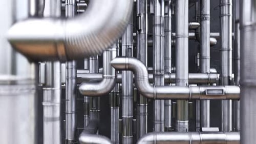 Seamless Loop Animation of Industrial Chrome Pipes Network