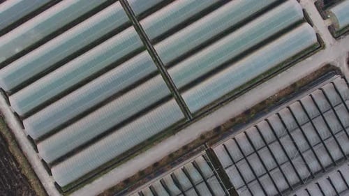 Aerial View of Greenhouses in the Countryside