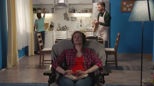 Family Togetherness at Home Prepares Meal