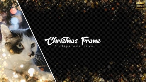 Golden Glitter Snowflakes Bokeh Christmas Frame Overlay