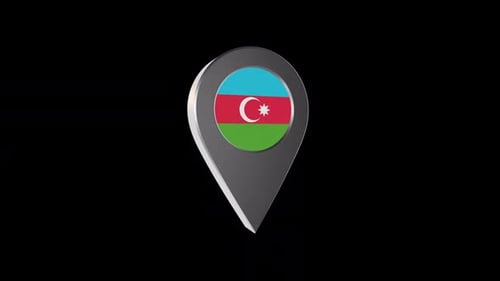 3D Rotating Azerbaijan Flag Location Pin Animation