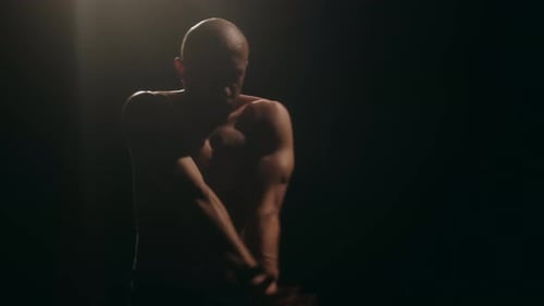 A Ballet Male Dancer is Performing Choreography on Classic Theater Stage