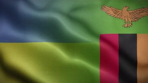 Zambia National Flag Waving Seamless Loop Animation