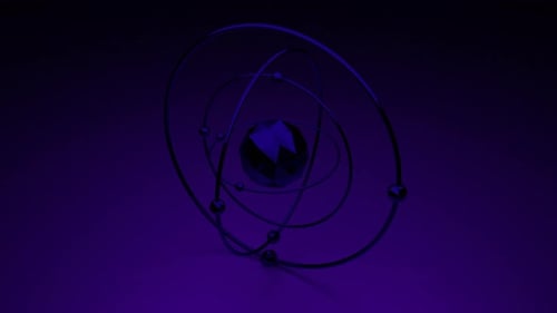 Ein heller Kreis, der wie ein Modell des Sonnensystems schimmert
