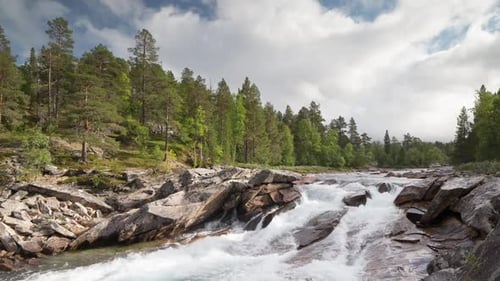 Stromschnellen Wasserfall See Wasser Norwegen Natur Zeitraffer