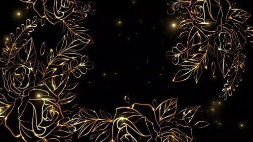 Elegant Golden Rose Line Art Background Loop