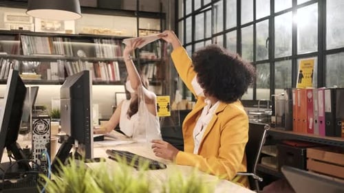 Business working with a new normal, covid-19 protection office workplace.