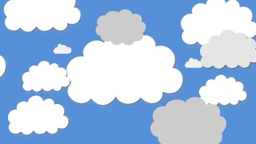 Animated Cartoon Clouds Moving Across Blue Sky Flat Design Background