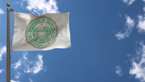 Telangana Flag India On Flagpole