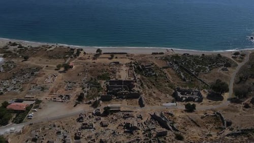 Aerial View of Ancient Ruins by the Sea