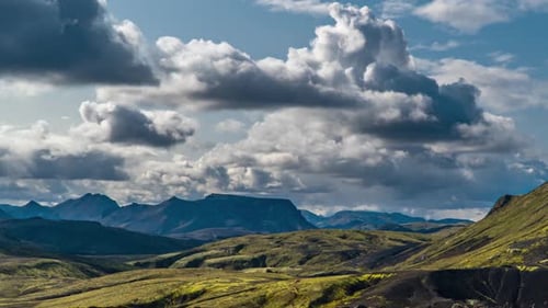 Clouds Move Over the Mountains in Iceland