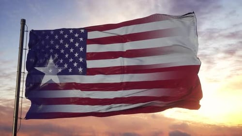 Texas and USA Flag on Flagpole