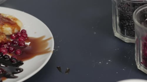 Close Up of Plated Dessert with Berries