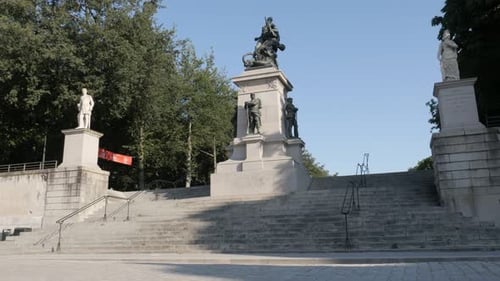 NANTES, FRANCE - JULY 2016 Entrance with art leading to Monument of dead of war 1870 in city center