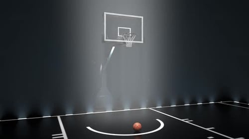 Basketball yard with a close-up view at the basketball hoop with a ball. 4KHD