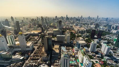 time lapse of Bangkok city downtown skyline of Thailand , Cityscape