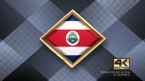 Rotierende Plakette mit Flagge von Costa Rica, 4K, Looping mit