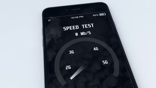 Digital 5G Speed Test UI on Mobile Device Screen