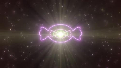 Candy Sweet Shape Outline of Bright Glow Particles Neon Lights Tunnel