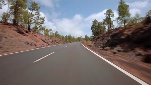 Driving a car with attached action cam in Teide National Park Tenerife