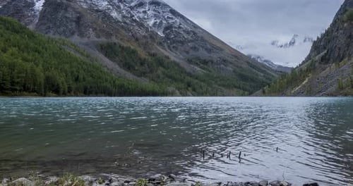 Mountain Lake Timelapse at the Summer or Autumn Time