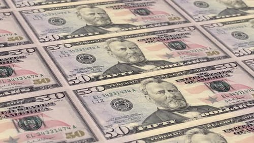 Fifty US Dollar Bill United States Infinite Loop 4K Resolution