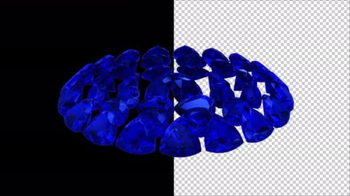 Elegant Sparkling Blue Gemstones Rotating with Alpha Channel