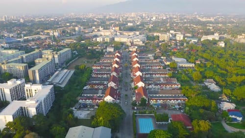 Aerial view of residential neighborhood. Urban housing development