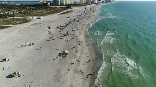 Aerial view of tourists on the beach