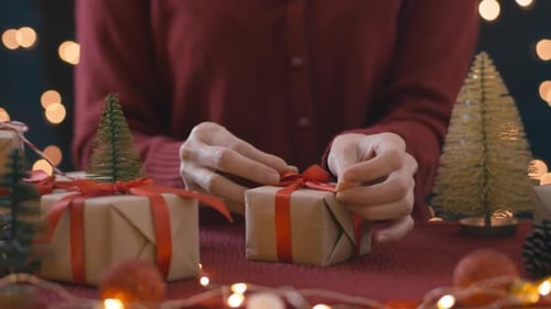 Tie A Bow On Christmas Gift Box