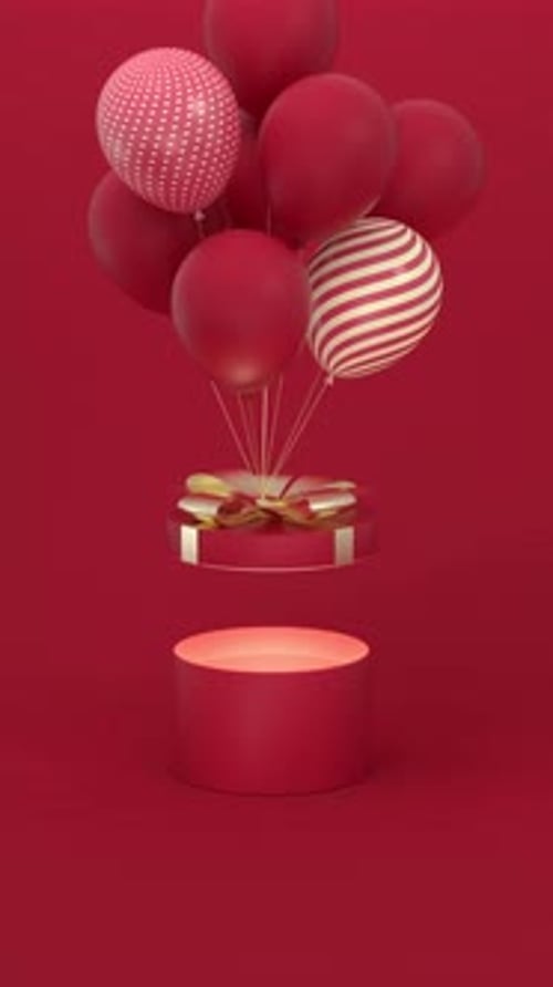 Modern Gift Box and Balloons Reveal for Celebrations