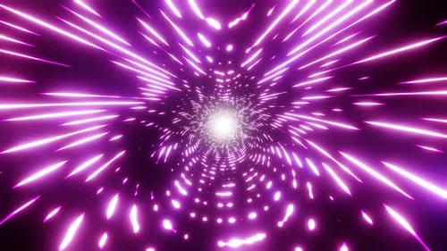 Futuristic Purple Neon Light Tunnel Travel Animation