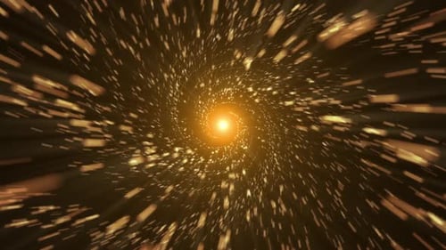 Golden Particle Warp Tunnel Hyperspace Animation